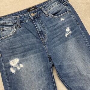 Vervet Jeans Womens 26 Boyfriend Fit Distressed Ripped Whiskered Dark Wash Denim